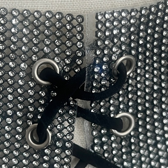 Metallic silver Festival Ready Rhinestone Fringe Skirt - Picture 7 of 10